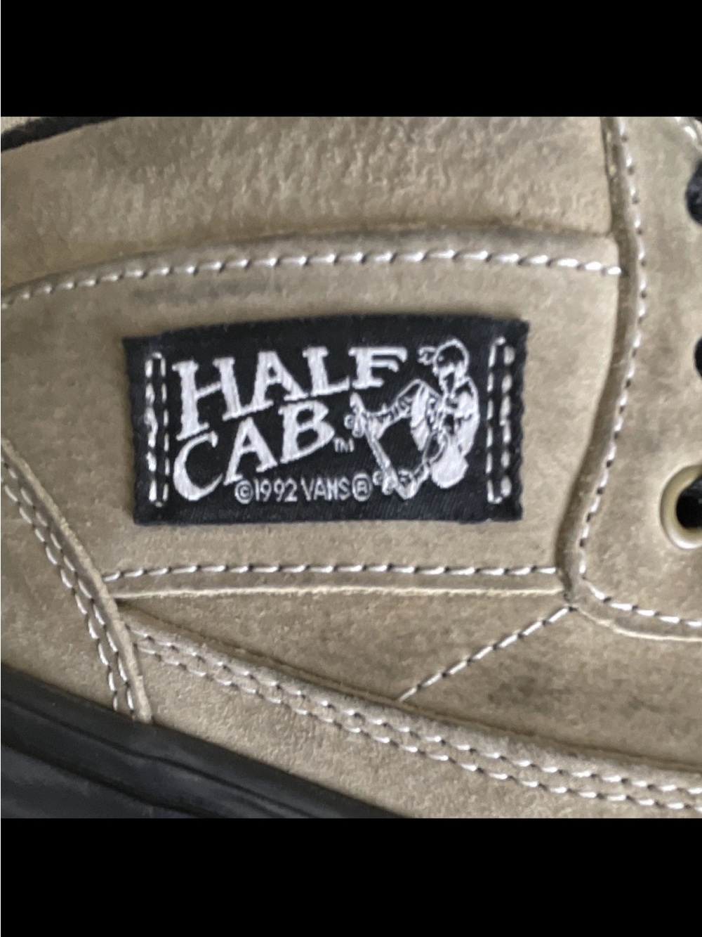 Vans Half Cab Mid-Top Suede Sneakers in Taupe with Black Sole - Picture 8 of 10